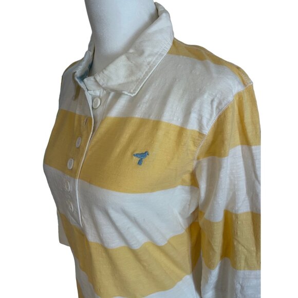 WWS Authentic Womens Striped 3/4 Sleeve Polo Shirt Yellow/White Size M Casual Cl - Picture 5 of 11